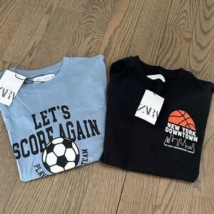 Zara Kids Sports Graphic Tees - Blue and Black